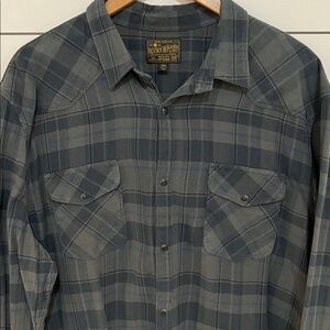 Lucky Brand Mens XXL Green Gray Plaid Shirt Shacket Country Outdoor